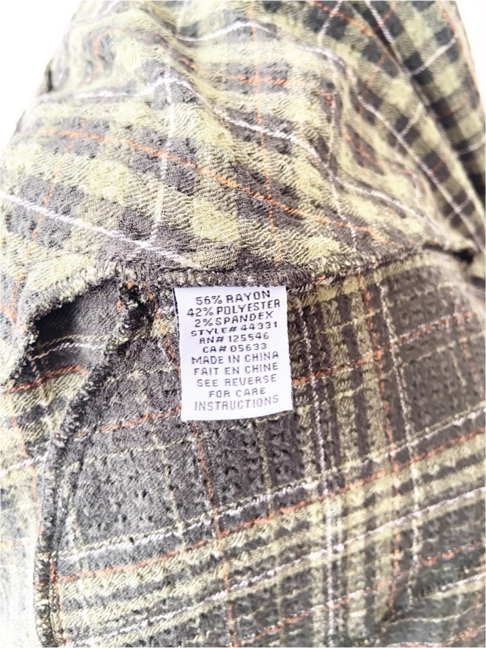 Habitat Green Plaid Button-Front Blouse - Picture 6 of 6